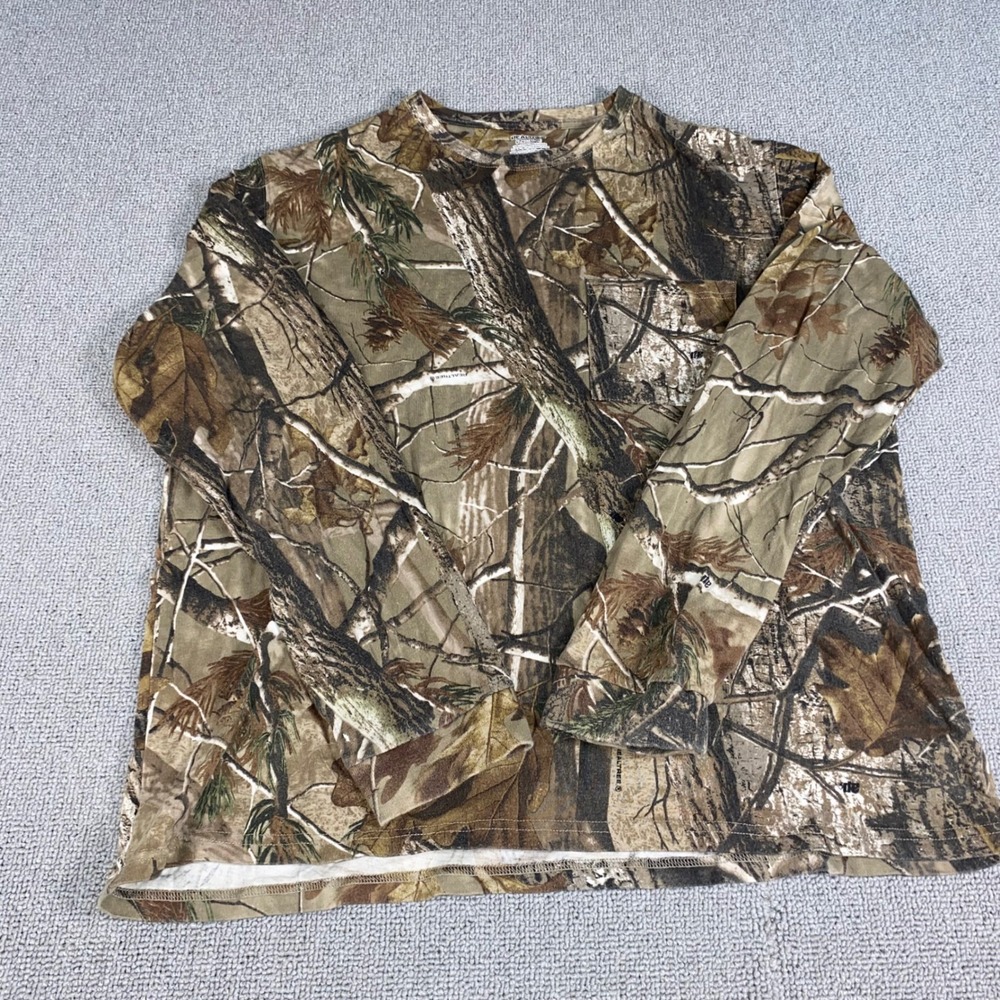 Realtree Long Sleeve Pocket T-Shirt Mens XL Camo Hunting Outdoor Athletic Cotton